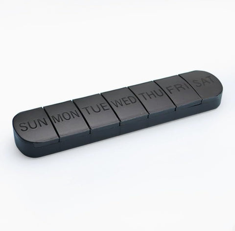7-Day Pill Box Weekly Medicine Container, Separate Daily Cases for Tablets and Vitamins, Black, PP Material, Travel Pill Case