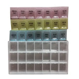Light and Convenient 21-Compartment Dosett Medicine Box Weekly Pill Organizer, Multicolor, PP Material, 22 x 12 x 2.7 cm