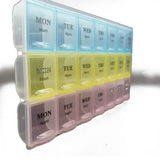 Light and Convenient 21-Compartment Dosett Medicine Box Weekly Pill Organizer, Multicolor, PP Material, 22 x 12 x 2.7 cm