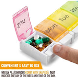 Weekly Pill Organizer Travel Medicine Box with Push Button and Large Compartments for Tablets Vitamins Supplements, BPA-Free, Transparent In Australia - Darrahopens