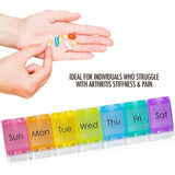 Weekly Pill Organizer Travel Medicine Box with Push Button and Large Compartments for Tablets Vitamins Supplements, BPA-Free, Transparent In Australia - Darrahopens