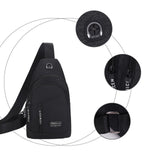 Sling Bag Waterproof Crossbody Bag for Women and Men, Casual Small Backpack, Chest Daypack Satchel for Hiking Travel Outdoor Camping, Black