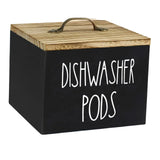 Wooden Storage Container with Lid, Farmhouse Dishwasher Pod Dispenser Box for Laundry Room, Bathroom and Countertop, Black In Australia - Darrahopens