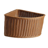 Decorative Corner Basket Made of Imitation Rattan, Triangular, Versatile Use As An Organizer for Bathroom, Living Room, Pantry Or Other