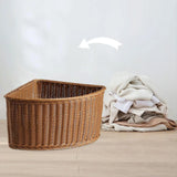 Decorative Corner Basket Made of Imitation Rattan, Triangular, Versatile Use As An Organizer for Bathroom, Living Room, Pantry Or Other