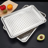 Stainless Steel Baking Sheet Food Serving Tray Baking Pan Tray Cookie Sheet for Food Festival Family Gathering Baking Shop, 27cmx20cmx2.5cm Hole
