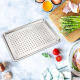 Stainless Steel Baking Sheet Food Serving Tray Baking Pan Tray Cookie Sheet for Food Festival Family Gathering Baking Shop, 27cmx20cmx2.5cm Hole