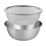 2 Pieces, 304 Stainless Steel Colander with Mixing Bowl, Fruit Pasta Rice Strainer and Drainer Basket Set, 18 cm