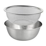 2 Pieces, 304 Stainless Steel Colander with Mixing Bowl, Fruit Pasta Rice Strainer and Drainer Basket Set, 18 cm