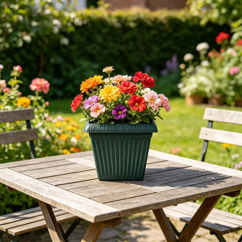 Square Thickened Root-Control Plastic Flower Pot Imitation Ceramic Thick Gardening Planter Durable Square Plant Container For Indoor Outdoor Patio In Australia - Darrahopens