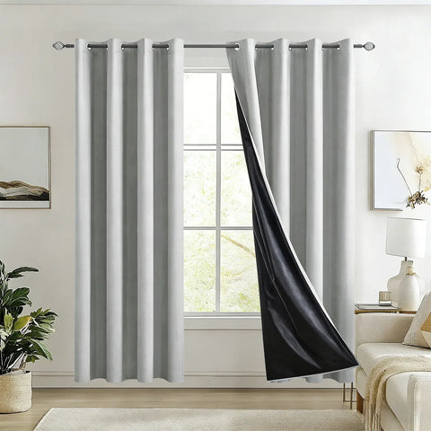 Ring-Top Blackout Curtain Panel, Black-Lined Thermal Insulated Privacy Drapery for Bedroom and Living Room, Energy-Saving Window Curtain In Australia - Darrahopens