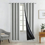 Ring-Top Blackout Curtain Panel, Black-Lined Thermal Insulated Privacy Drapery for Bedroom and Living Room, Energy-Saving Window Curtain