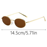 Retro Oval Sunglasses for Women and Men 90s Trendy Small Round Sun Glasses Fashion Narrow Metal Frame Shades, Gold, Silver