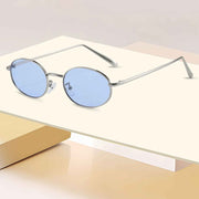 Retro Oval Sunglasses for Women and Men 90s Trendy Small Round Sun Glasses Fashion Narrow Metal Frame Shades, Gold, Silver In Australia - Darrahopens