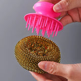 Plastic Mesh Non-Scratch Scouring Pad, Plastic Dish Scrubbers with Short Handle, Mesh Scouring Non Scratch Pads, 3.14x2.16 Inch, Purple