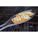 Stainless Steel Folding Fish Grill Basket with Wooden Handle, Non Stick BBQ Grilling Basket for Vegetables, Fish, Meat, Steak, Shrimp, 22.2x5.9in In Australia - Darrahopens