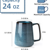 24 oz Large Ceramic Coffee Mug with Large Handle, Extra Large Tea and Coffee Cup for Office, Home, Latte and Hot Drinks, Blue In Australia - Darrahopens
