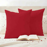 Outdoor Pillow Covers 20"x20" Set of 2, Plain Waterproof Throw Pillow Covers for Patio Furniture, Decorative Cushion Covers, Red