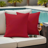 Outdoor Pillow Covers 20"x20" Set of 2, Plain Waterproof Throw Pillow Covers for Patio Furniture, Decorative Cushion Covers, Red