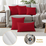 Outdoor Pillow Covers 20"x20" Set of 2, Plain Waterproof Throw Pillow Covers for Patio Furniture, Decorative Cushion Covers, Red