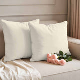 Cream Outdoor Pillow Covers 18"x18" Set of 2, Plain Waterproof Throw Pillow Covers for Patio Sofa Furniture and Porch Decor