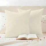 Cream Outdoor Pillow Covers 18"x18" Set of 2, Plain Waterproof Throw Pillow Covers for Patio Sofa Furniture and Porch Decor