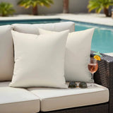 Cream Outdoor Pillow Covers 18"x18" Set of 2, Plain Waterproof Throw Pillow Covers for Patio Sofa Furniture and Porch Decor