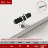 10 Pack Matt and Cabinet Knobs, 2 Inch(50mm) Cabinet Hardware T Bar Knobs for Cupboard and Drawers, Black, Silver