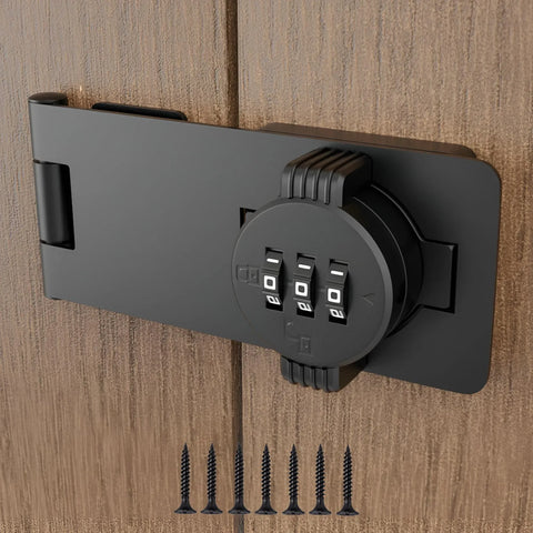 Mechanical Password Rotary Hasp Locks, Cabinet Locks with Combination, Door Security Latch for Small Barn Doors, Cabinets, Gate, Bathroom, Black In Australia - Darrahopens