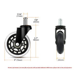 Office Chair Wheels, 3 inch 11*22cm Caster Wheels Replacement for Hardwood Floors and Carpet, Heavy-Duty Casters with 650 lbs Load Capacity, Black