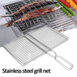 Non-Stick Fish Grilling Basket Metal Handle Barbecue Tool Meat Bacon Net BBQ Rack Grill Outdoor Steel Accessories