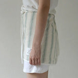 Striped Cotton Waist Apron for Waitress and Server, Pocketed Kitchen Work Apron for Coffee Shop, Restaurant and Catering Use