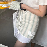 Striped Cotton Waist Apron for Waitress and Server, Pocketed Kitchen Work Apron for Coffee Shop, Restaurant and Catering Use