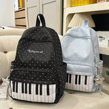 Piano Print Backpack Large Capacity Polka Dot Casual Travel Daypack, Blue, for Travel, Shopping, Work and Daily Carry In Australia - Darrahopens