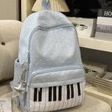 Piano Print Backpack Large Capacity Polka Dot Casual Travel Daypack, Blue, for Travel, Shopping, Work and Daily Carry
