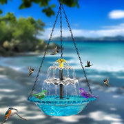 Solar Cascade Hanging Bird Bath Fountain, Hummingbird Water Fountain with Solar Pump Glass Bowl for Garden Yard Patio Backyard Decoration In Australia - Darrahopens