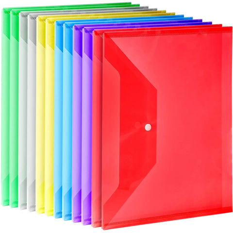 12 Pieces A4 Plastic Folders for Documents, Snap Closure File Envelopes for Office, School Paper Storage and Travel Organization In Australia - Darrahopens