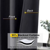 Blackout Curtains for Bedroom Living Room 45 Inch Length 2 Panels, Soft Solid Thermal Insulated Short Room Darkening Curtains, Black