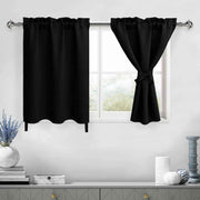 1 Pair, Blackout Curtains for Living Room, Short for Small Window, Thermal Bedroom, 30 Inch for Boys Room, Kitchen, Basement, 30 by 30 Inch, Black