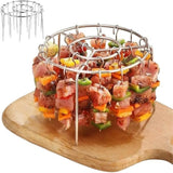 Stainless Steel Vertical Air Fryer Rack, Barbecue Grill Stand with Skewers for Oven Cooking, Kabob, Meat and Vegetable Roasting In Australia - Darrahopens