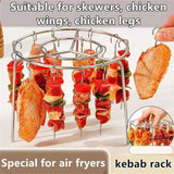 Stainless Steel Vertical Air Fryer Rack, Barbecue Grill Stand with Skewers for Oven Cooking, Kabob, Meat and Vegetable Roasting In Australia - Darrahopens