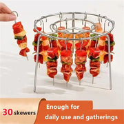 Stainless Steel Vertical Air Fryer Rack, Barbecue Grill Stand with Skewers for Oven Cooking, Kabob, Meat and Vegetable Roasting
