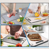 2‑Sided Stainless Steel Kitchen Chopping Board, Hygienic Cutting Board with Non‑Slip Edge & Juice Tray, Dishwasher Safe for Meat, Vegetables & Fruit