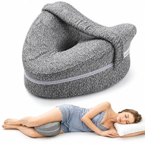 Orthopedic Knee Pillow with Strap, Side Sleeping Pillow for Bed, Ergonomic Leg Pillow, Hip Pain, Osteoarthritis, Posture Correction, Grey In Australia - Darrahopens