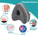 Orthopedic Knee Pillow with Adjustable Strap, Ergonomic Side Sleeping Leg Pillow for Hip and Knee Support, Dark Grey
