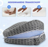 Orthopedic Knee Pillow with Strap, Washable Cover, Side Sleeping Pillow for Bed, Ergonomic Leg Pillow, Osteoarthritis, Posture Correction, Grey