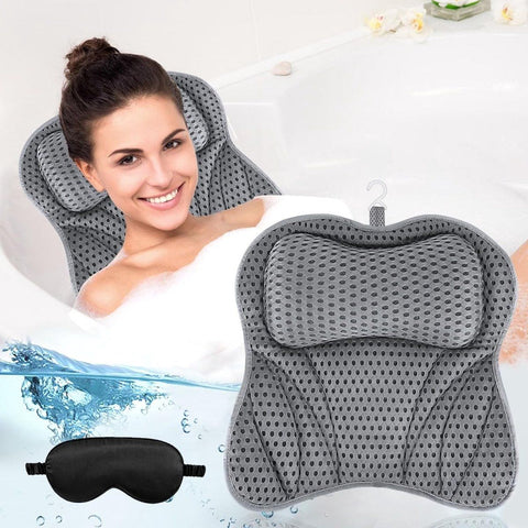 Bath Pillow incl. Black Eye Mask, Orthopedic Headrest for the Bath, Neck Pillow with Suction Cups, No More Hard Bath Rim, and Back In Australia - Darrahopens