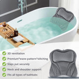 Bath Pillow incl. Black Eye Mask, Orthopedic Headrest for the Bath, Neck Pillow with Suction Cups, No More Hard Bath Rim, and Back