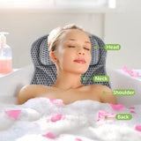 Bath Pillow incl. Black Eye Mask, Orthopedic Headrest for the Bath, Neck Pillow with Suction Cups, No More Hard Bath Rim, and Back