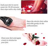 Electric foot file, With 3 roller heads, Professional foot scab remover, Rechargeable pedicure set for removing calluses on feet